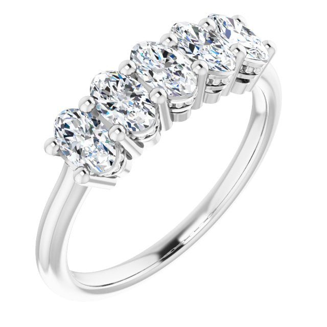 1.05 ct. Oval Cut Diamond Wedding Band 5 Stone Anniversary Ring-VIRABYANI